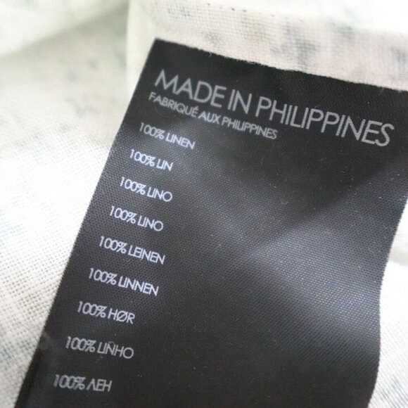 Club Monaco Shirt XL White Floral 100% Linen Button Front - Picture 4 of 9